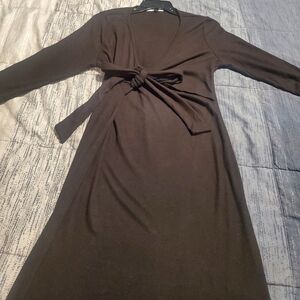 Black knit wrap Fitted Maternity Dress